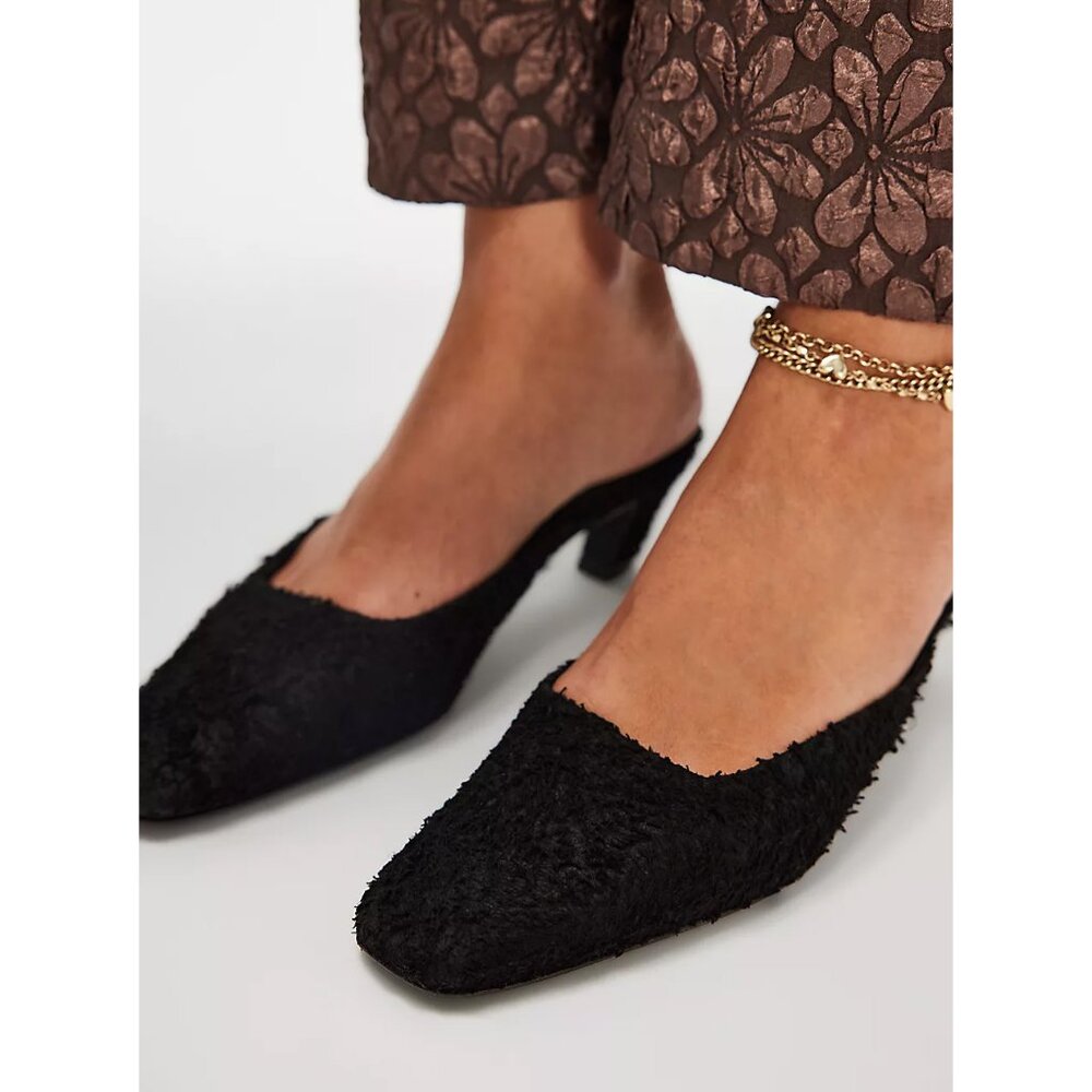 FREE PEOPLE Avenue Heels / Black Hairy Suede - Picture 2 of 10